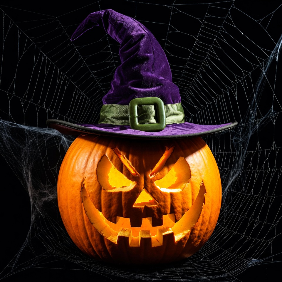 Jack-o-lantern with witch hat Jack-o-lantern with witch hat