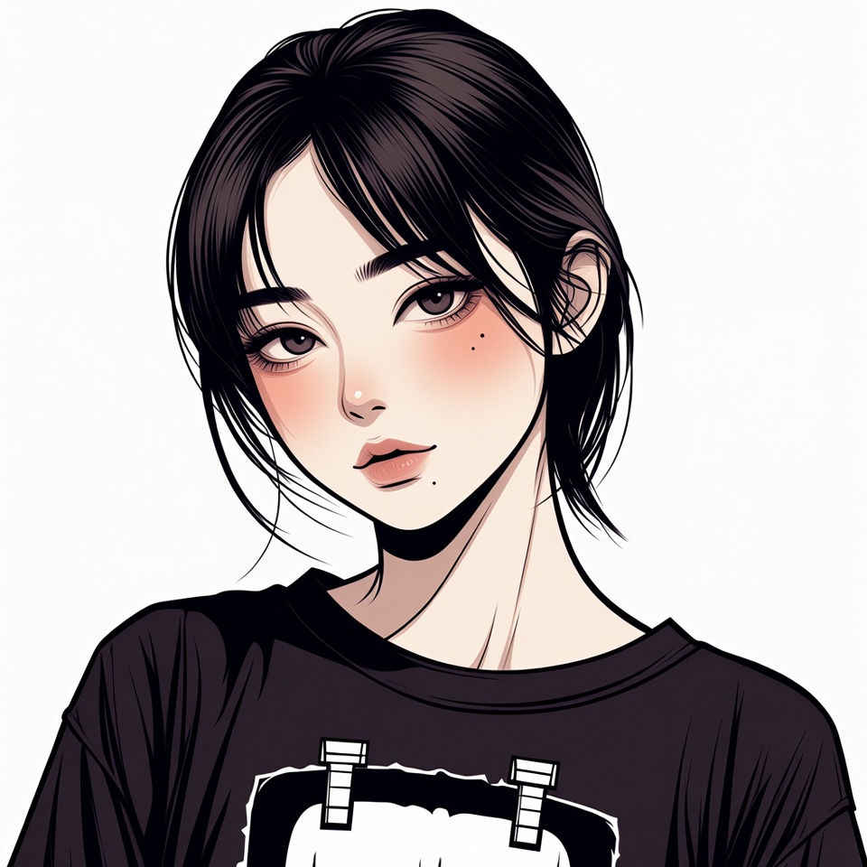 Anime girl with black bangs Anime girl with black bangs