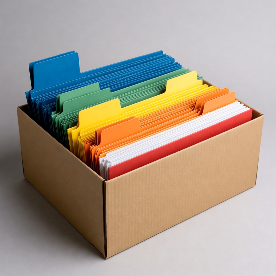 Colorful Folders in Cardboard Box Colorful Folders in Cardboard Box