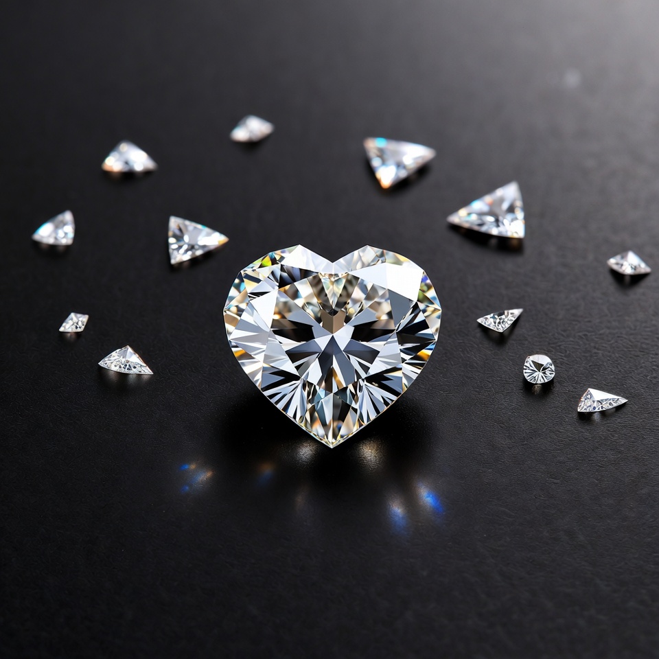 Heart-Shaped Diamond with Fragments Heart-Shaped Diamond with Fragments
