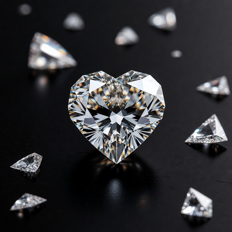 Heart Shaped Diamond with Surrounding Gems Heart Shaped Diamond with Surrounding Gems