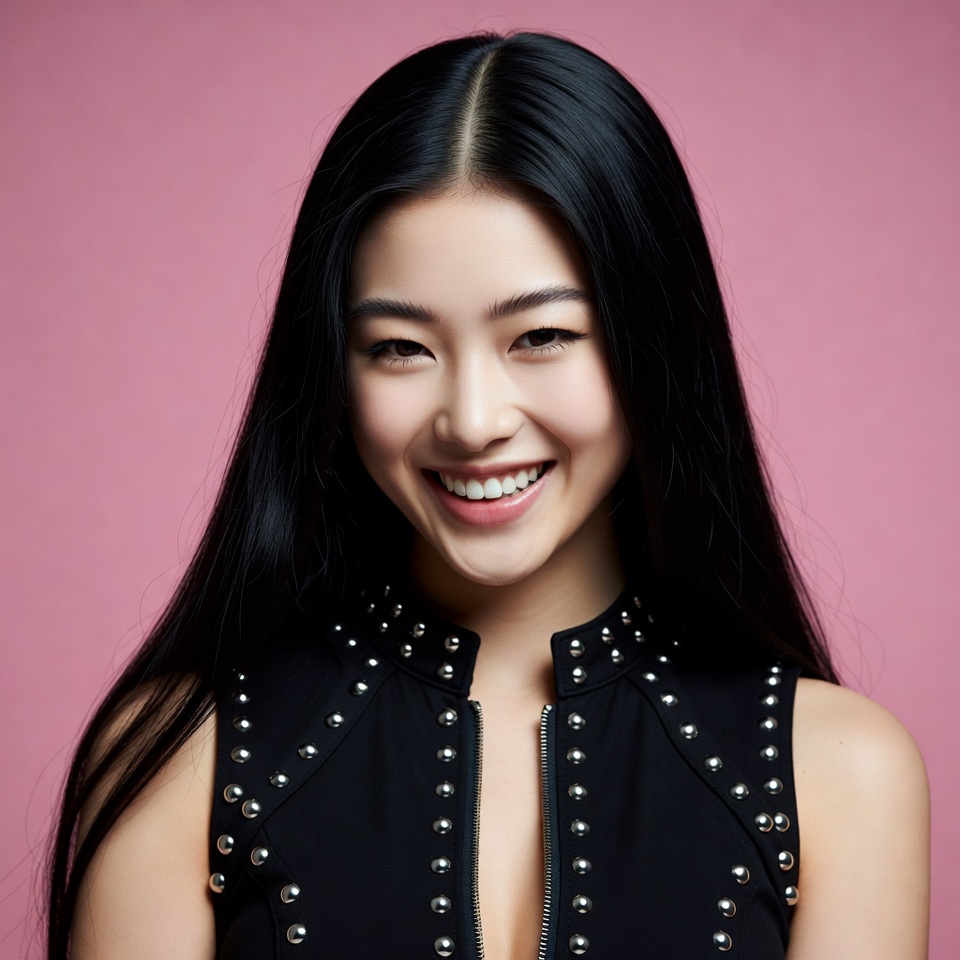 Asian woman smiling in black top Asian woman smiling in black top