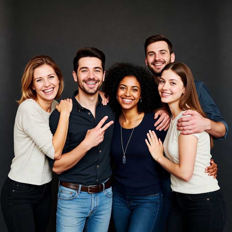Diverse group smiling together Diverse group smiling together