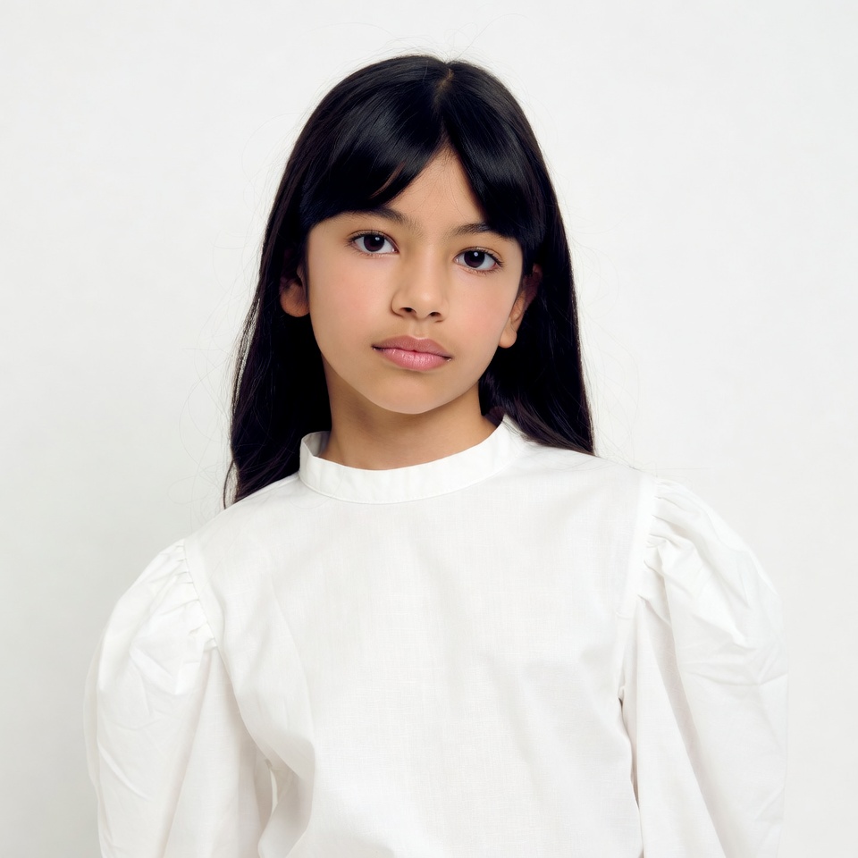 Asian girl in white puffy sleeve top Asian girl in white puffy sleeve top