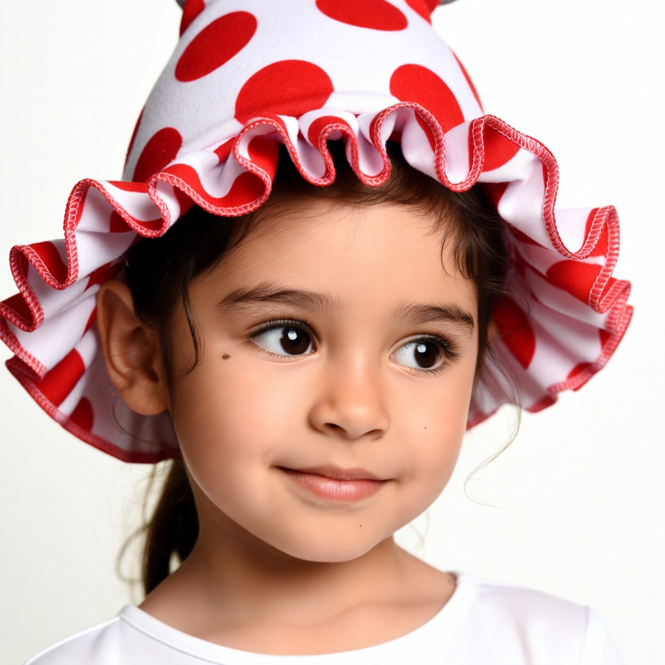 Girl wearing polka dot party hat Girl wearing polka dot party hat