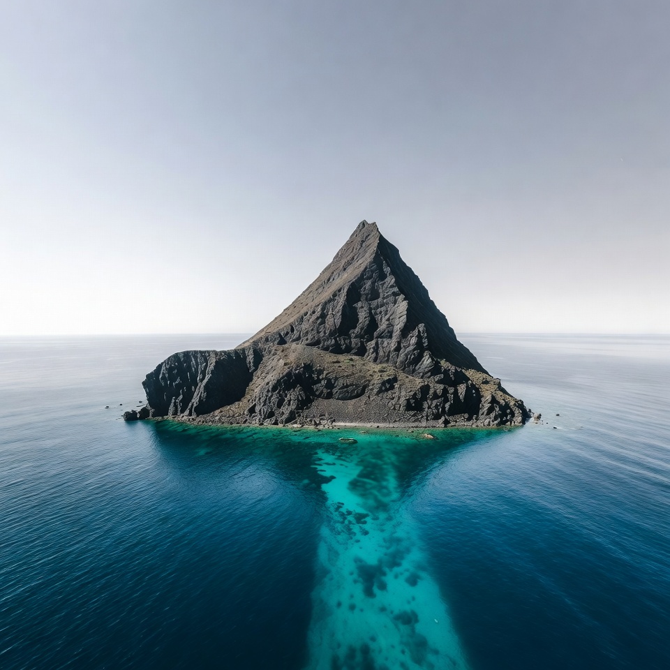 Isolated rocky island in turquoise ocean Isolated rocky island in turquoise ocean