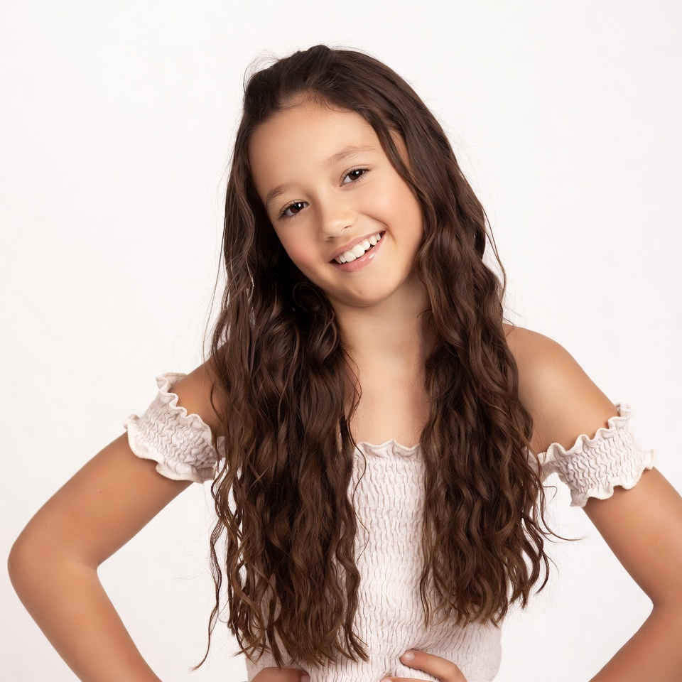 Smiling girl with long brown hair Smiling girl with long brown hair