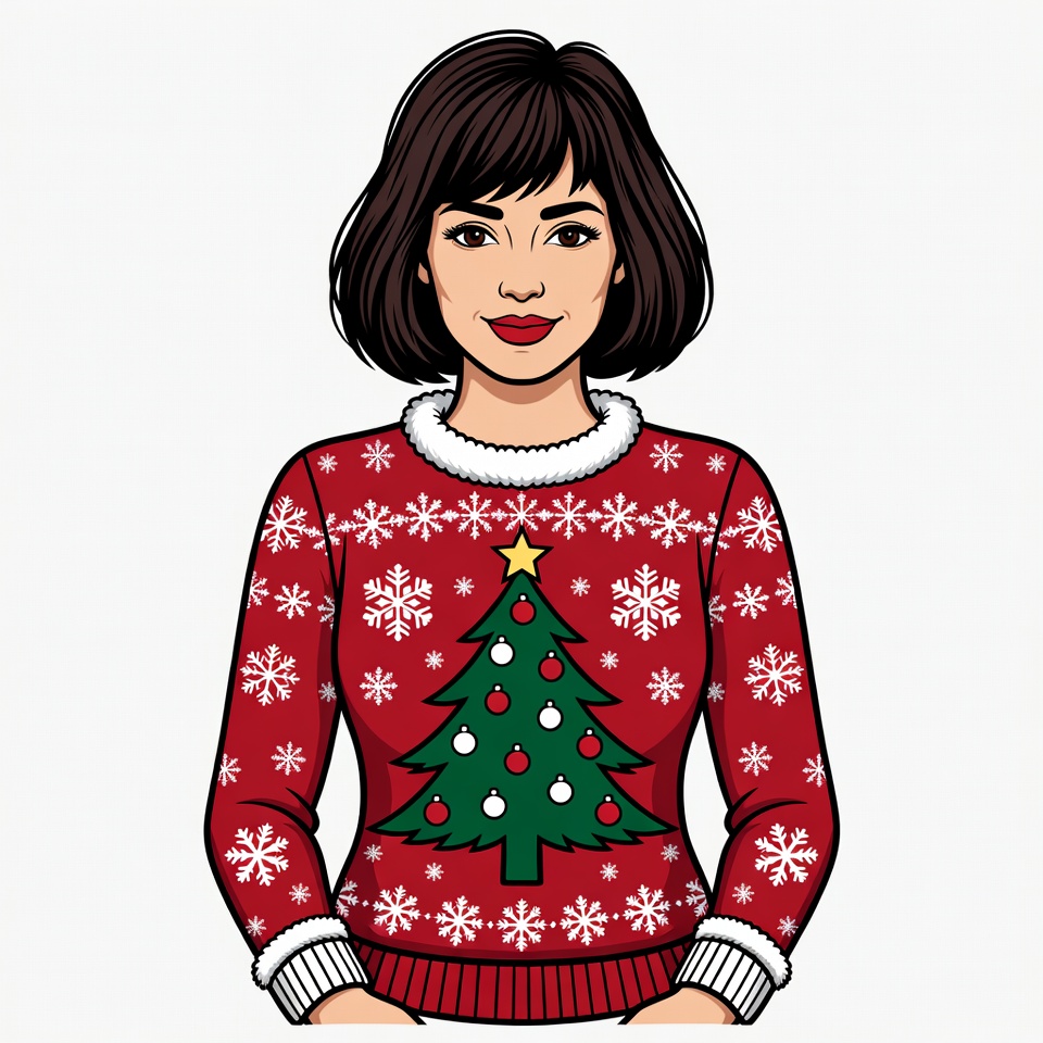 Woman in Christmas Tree Sweater Woman in Christmas Tree Sweater