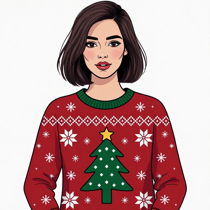Woman in Red Christmas Sweater Woman in Red Christmas Sweater