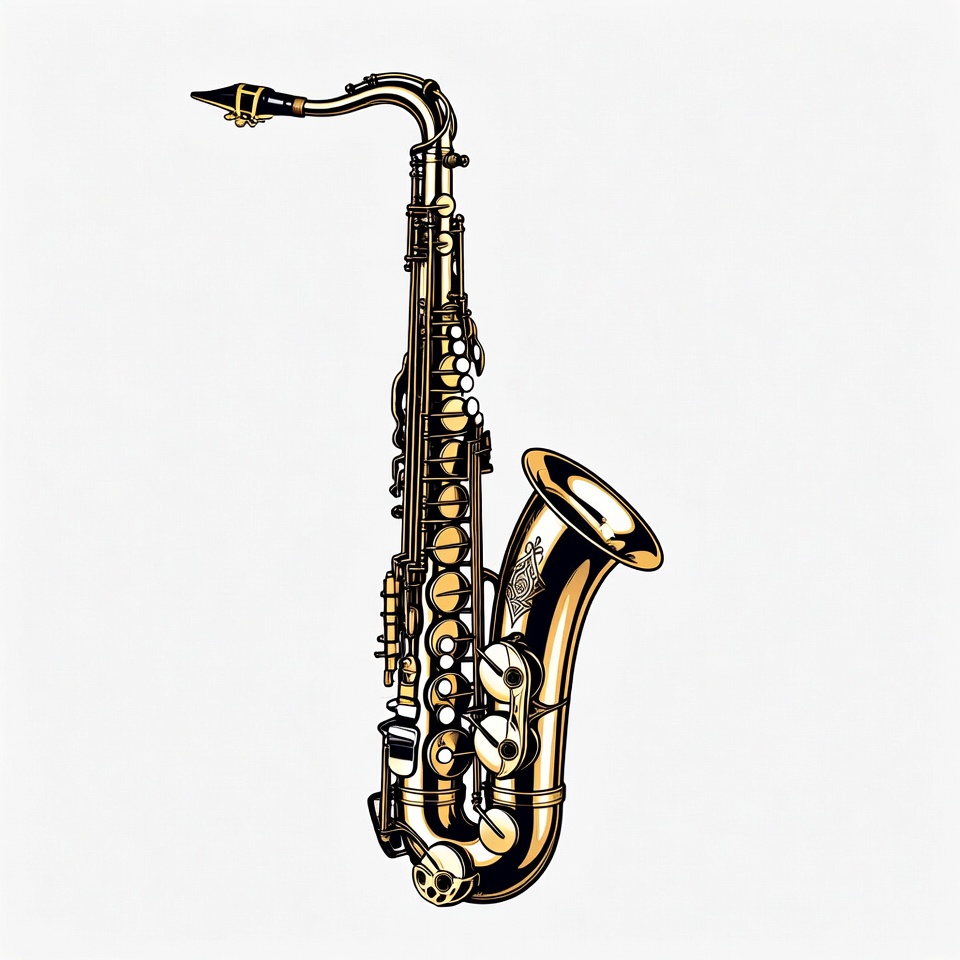 Golden Soprano Saxophone Illustration Golden Soprano Saxophone Illustration
