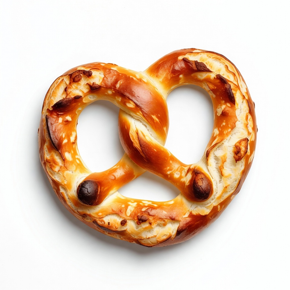 Golden pretzel on white background Golden pretzel on white background