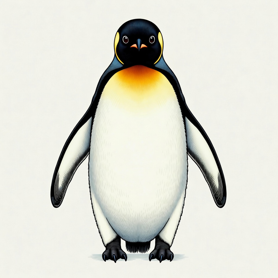 Illustrated Emperor Penguin Standing Illustrated Emperor Penguin Standing