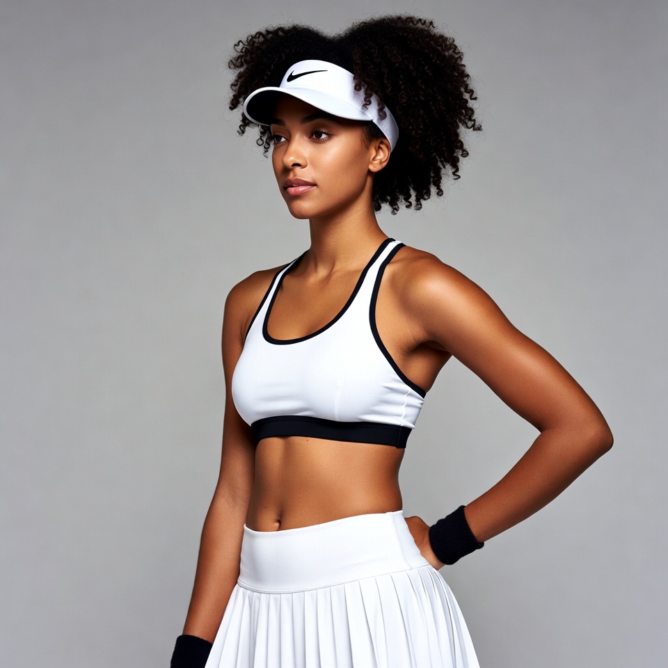 African-American woman in tennis outfit African-American woman in tennis outfit