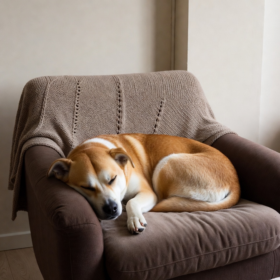Sleeping dog on armchair Sleeping dog on armchair