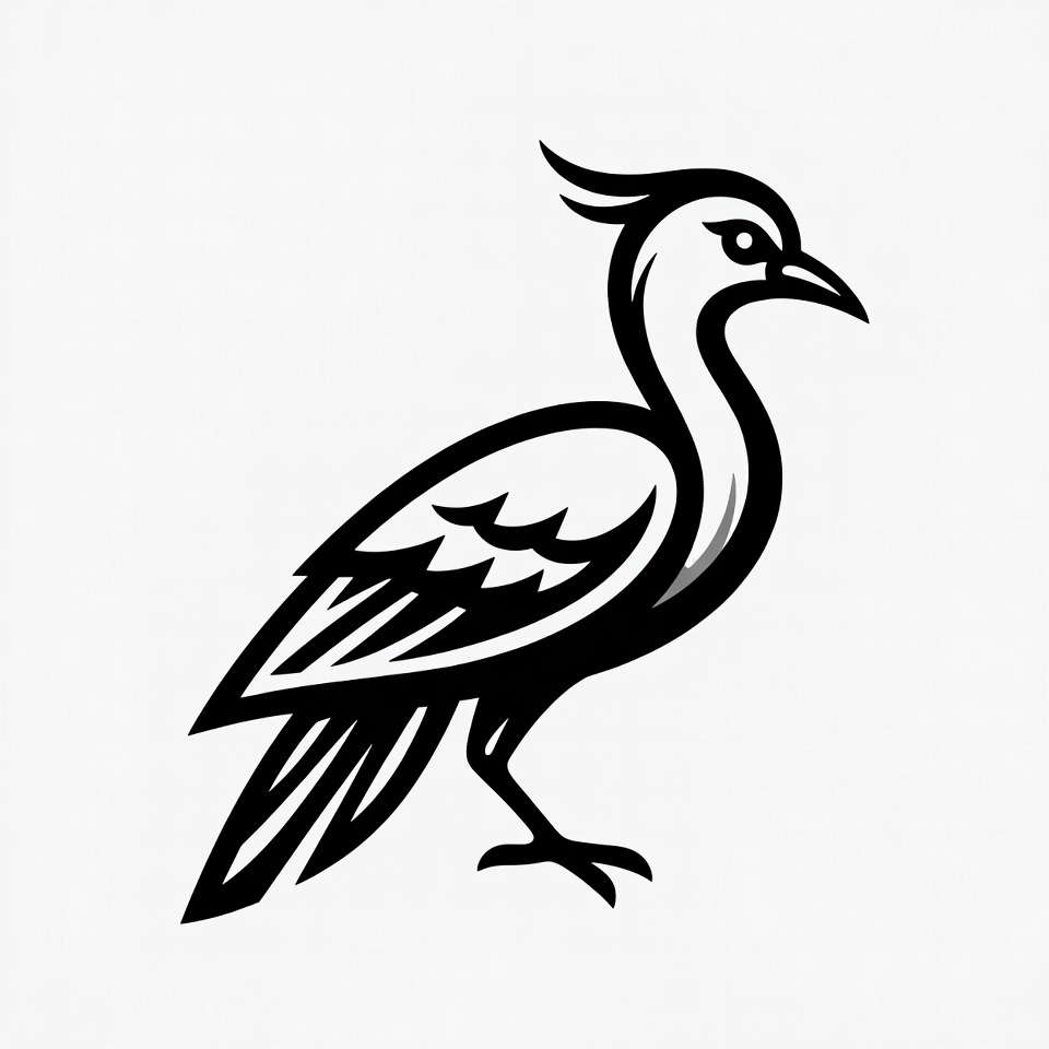 Black Silhouette Crested Bird Black Silhouette Crested Bird