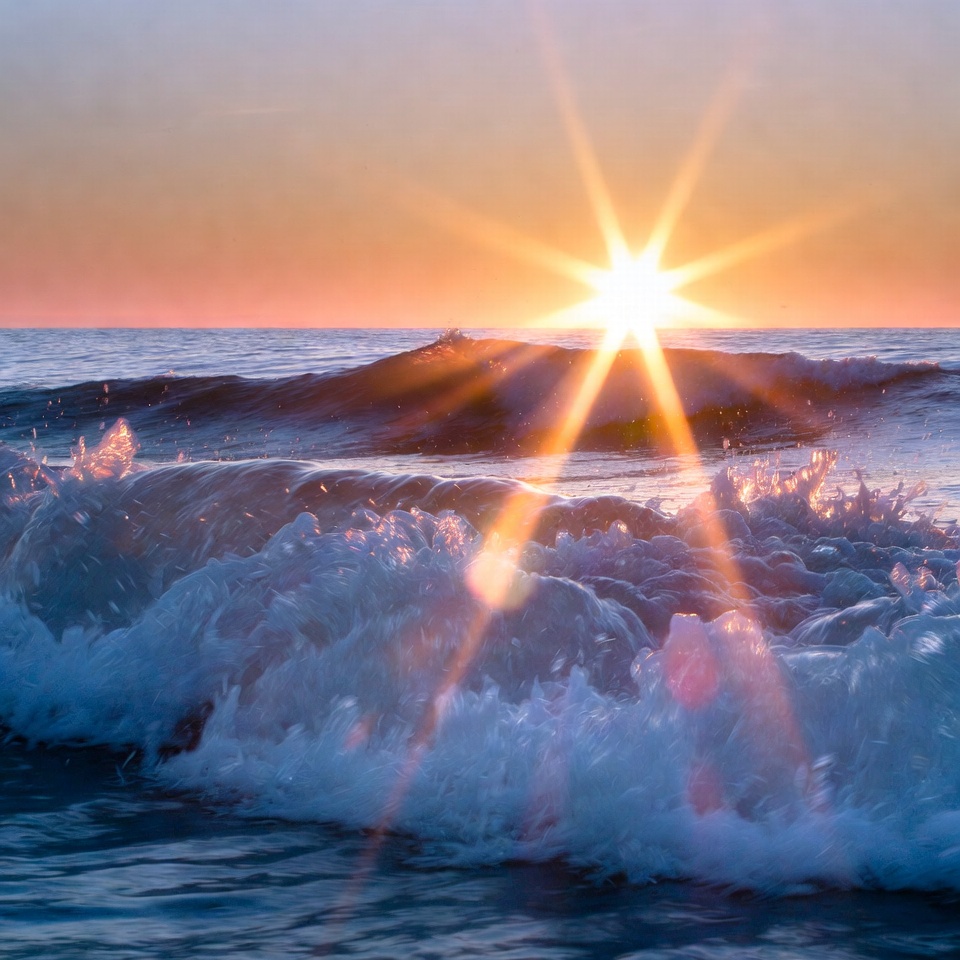 Sunset over ocean waves Sunset over ocean waves