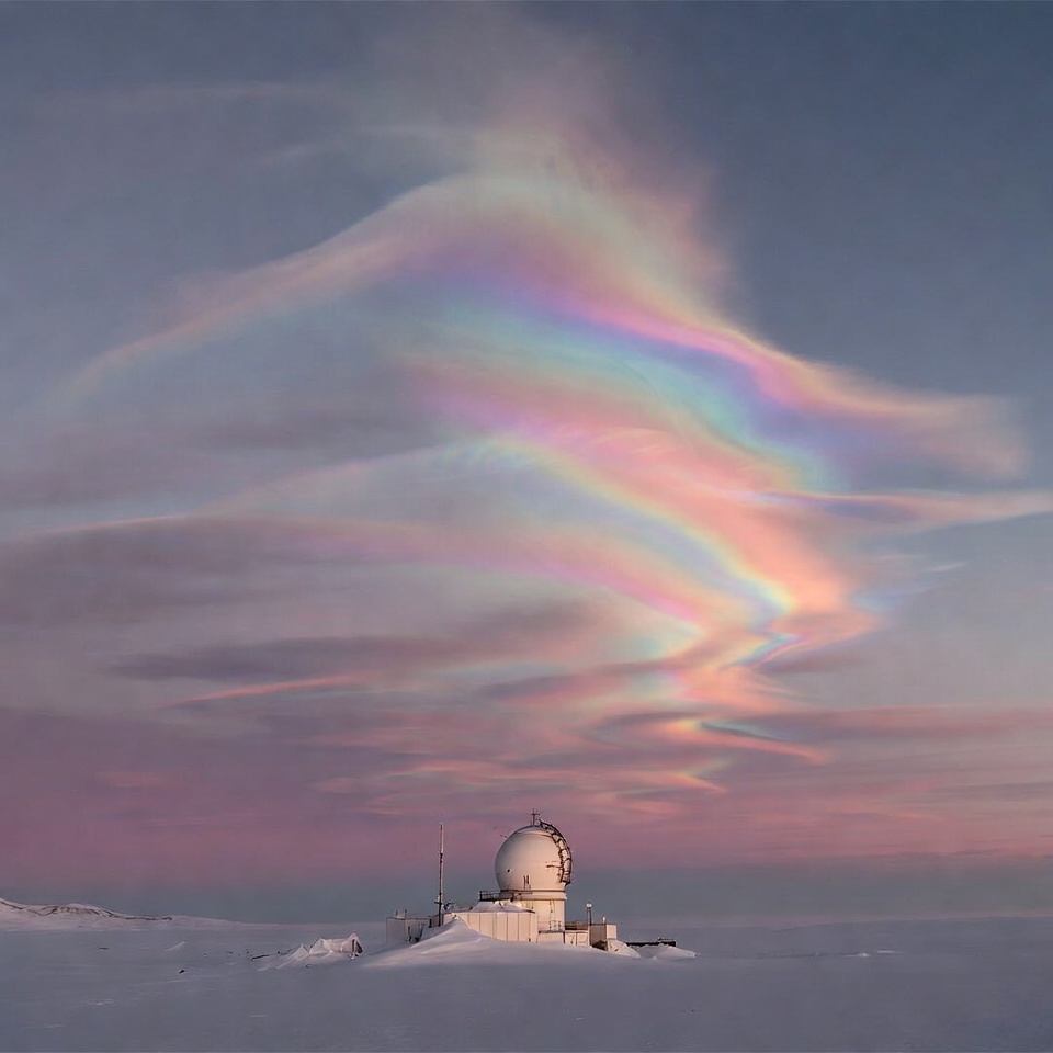 Rainbow Cloud over Snowy Radar Station Rainbow Cloud over Snowy Radar Station