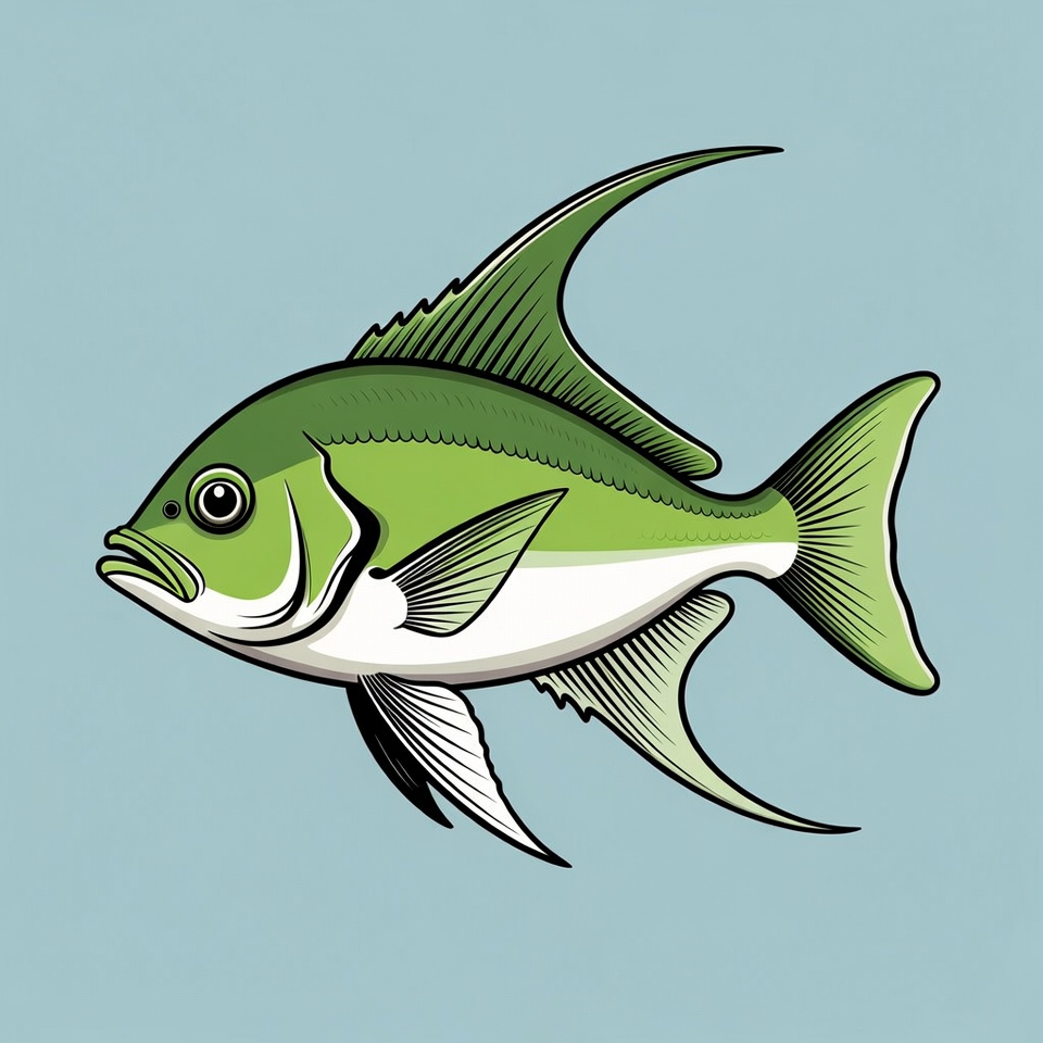 Green Angelfish illustration Green Angelfish illustration