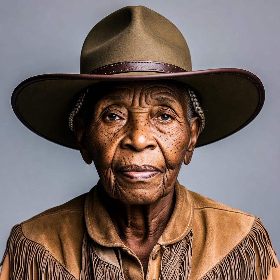 Elderly African-American woman in cowboy hat Elderly African-American woman in cowboy hat