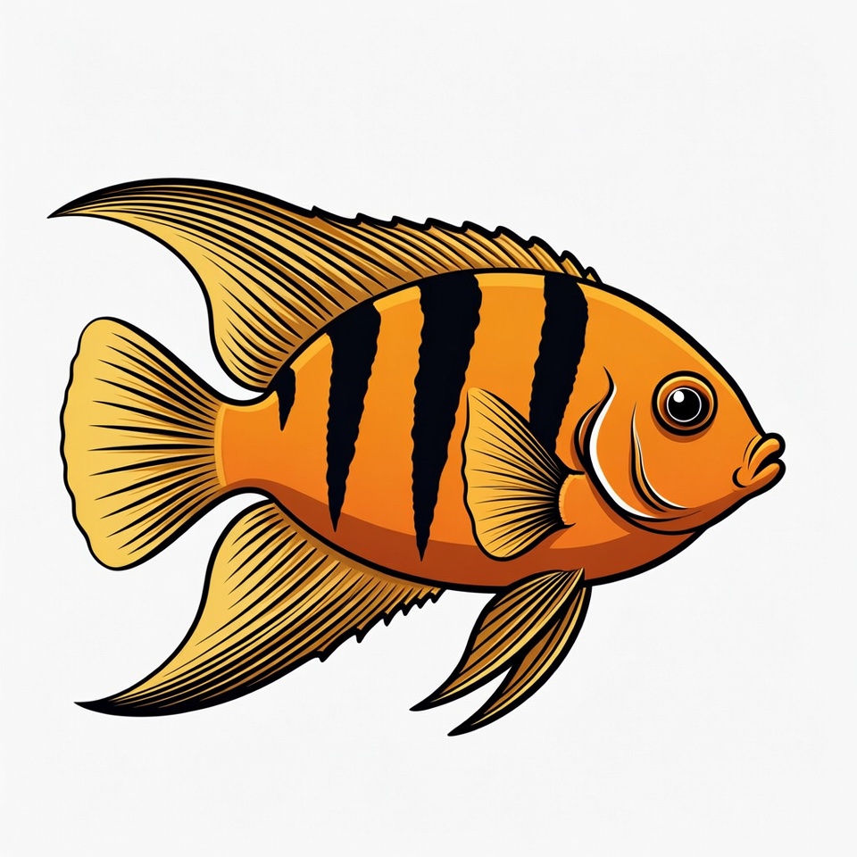 Orange Clownfish Illustration Orange Clownfish Illustration