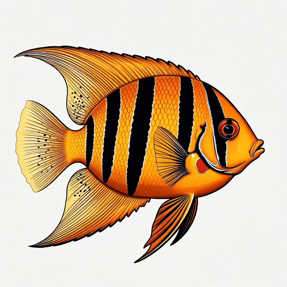 Vibrant Orange Angelfish Illustration Vibrant Orange Angelfish Illustration