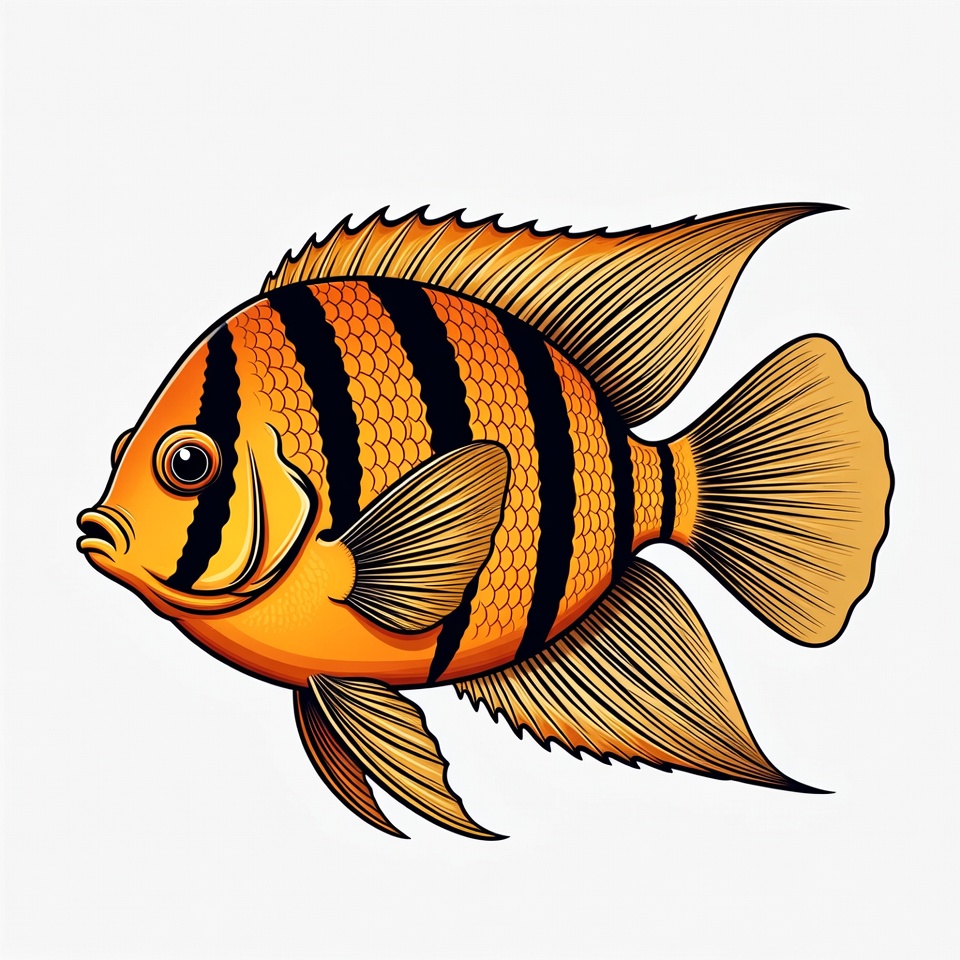 Orange Clownfish Illustration Orange Clownfish Illustration