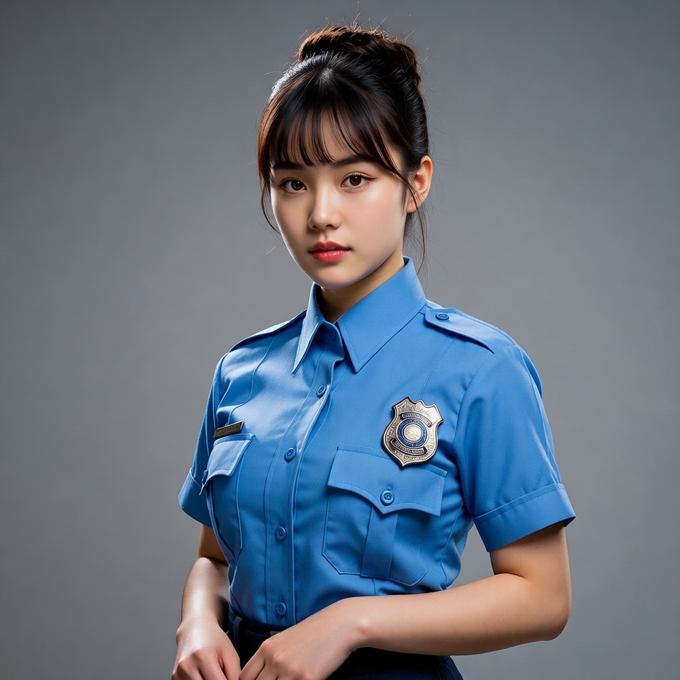 Asian woman in police uniform Asian woman in police uniform