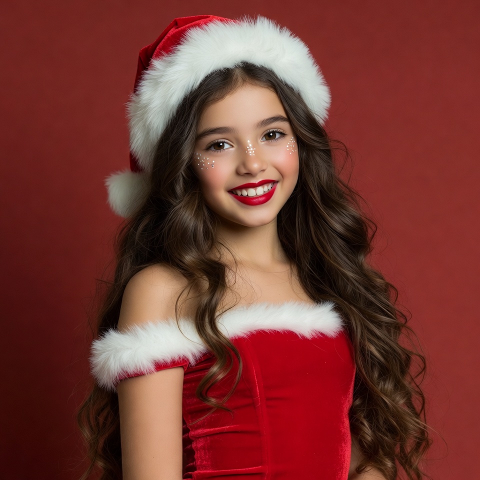 Girl in red Santa dress with hat Girl in red Santa dress with hat