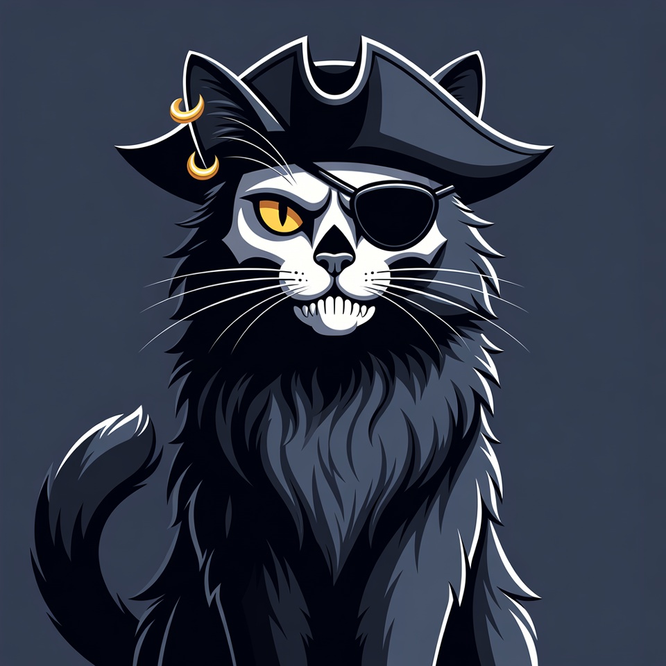 Pirate Cat with Skull Face Pirate Cat with Skull Face