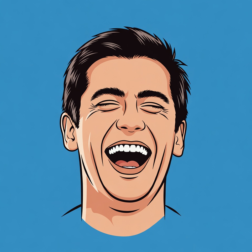 Cartoon man laughing heartily Cartoon man laughing heartily