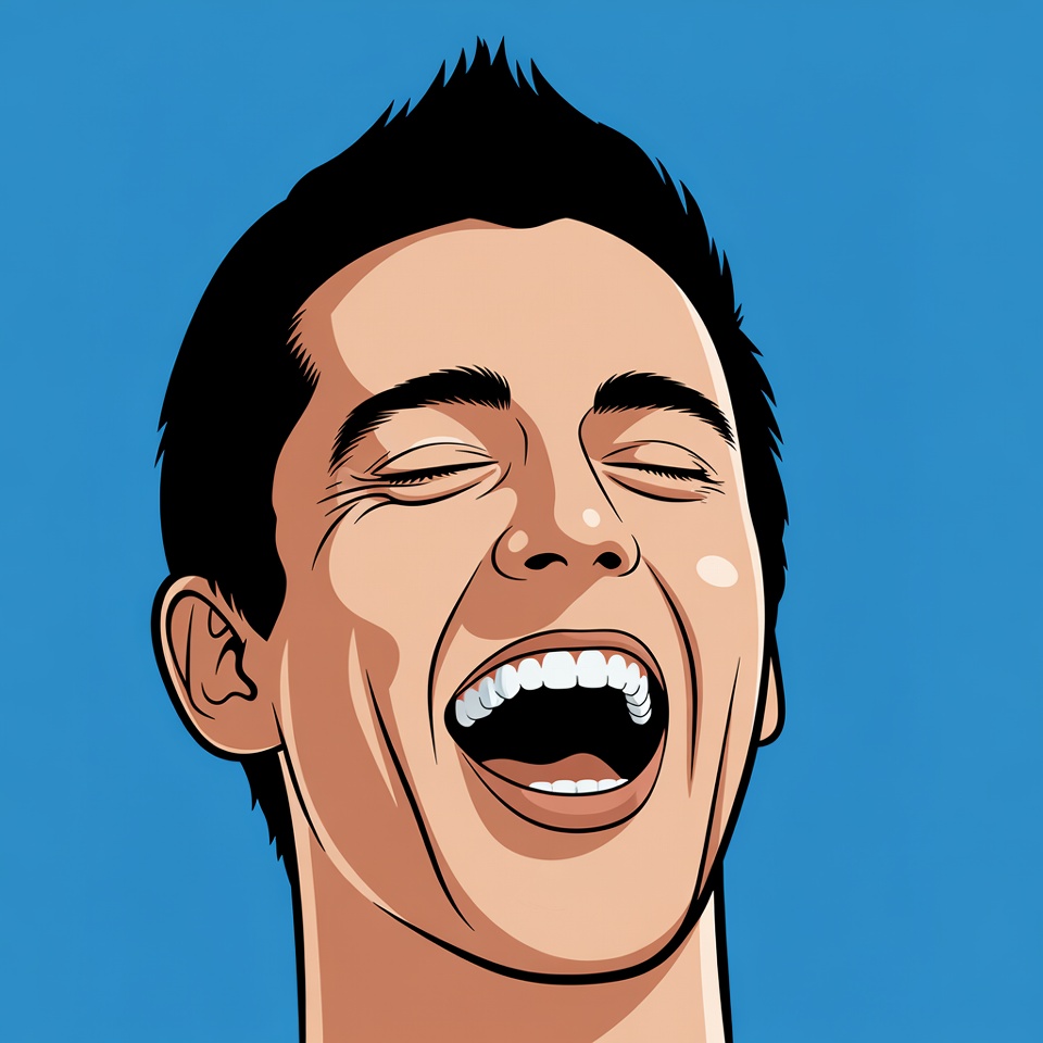 Cartoon man laughing with open mouth Cartoon man laughing with open mouth