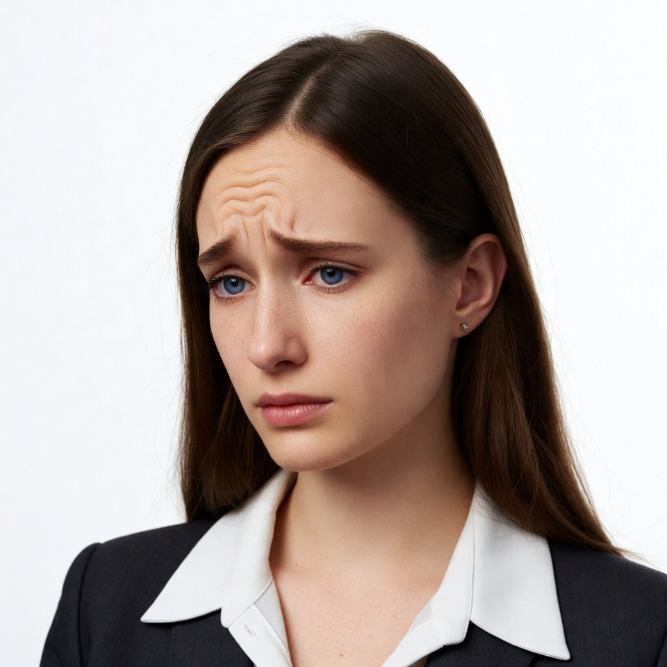 Sad woman with furrowed brow Sad woman with furrowed brow