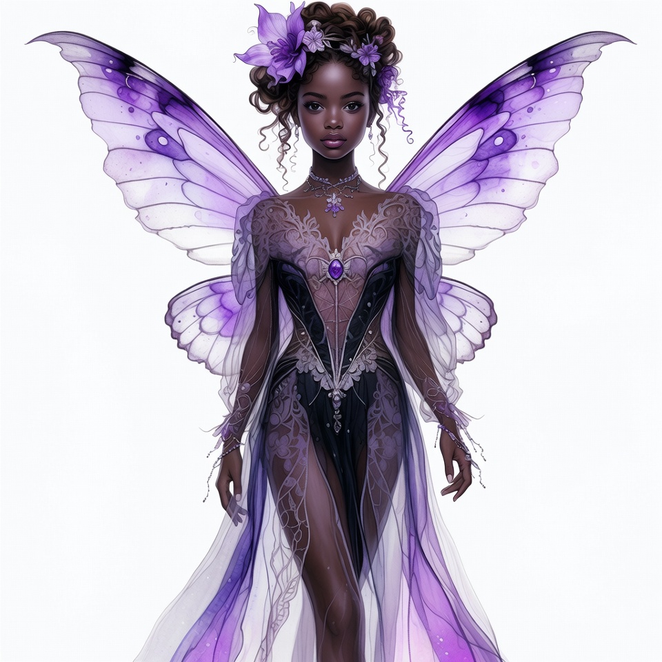 African-American woman as purple fairy African-American woman as purple fairy