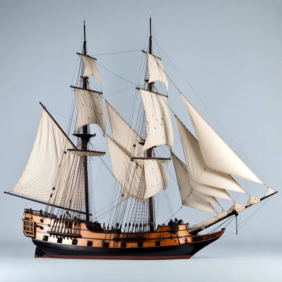 Sailing Ship Model with Full Sails Sailing Ship Model with Full Sails