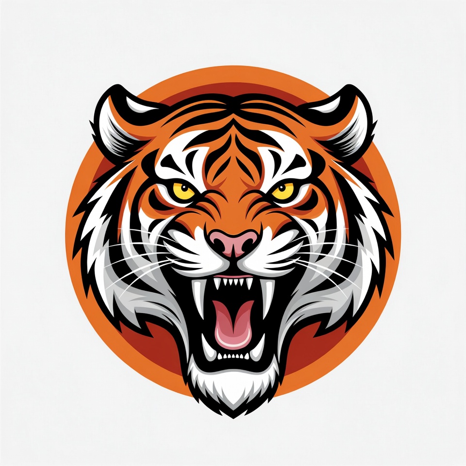 Roaring Tiger Head Illustration Roaring Tiger Head Illustration