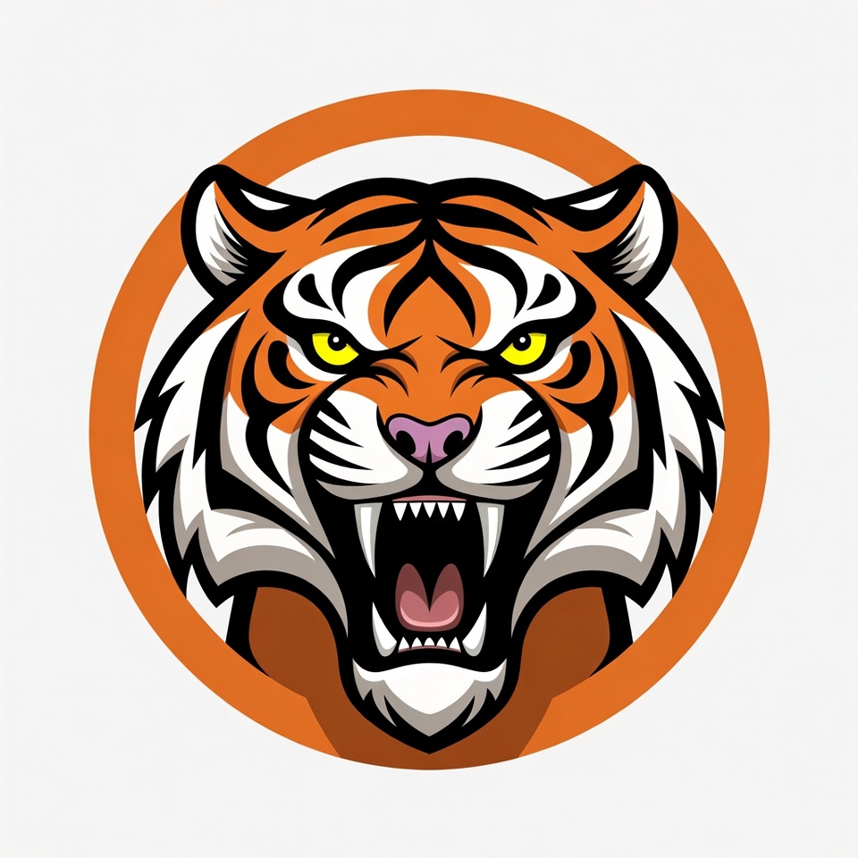 Roaring Tiger Head Illustration Roaring Tiger Head Illustration