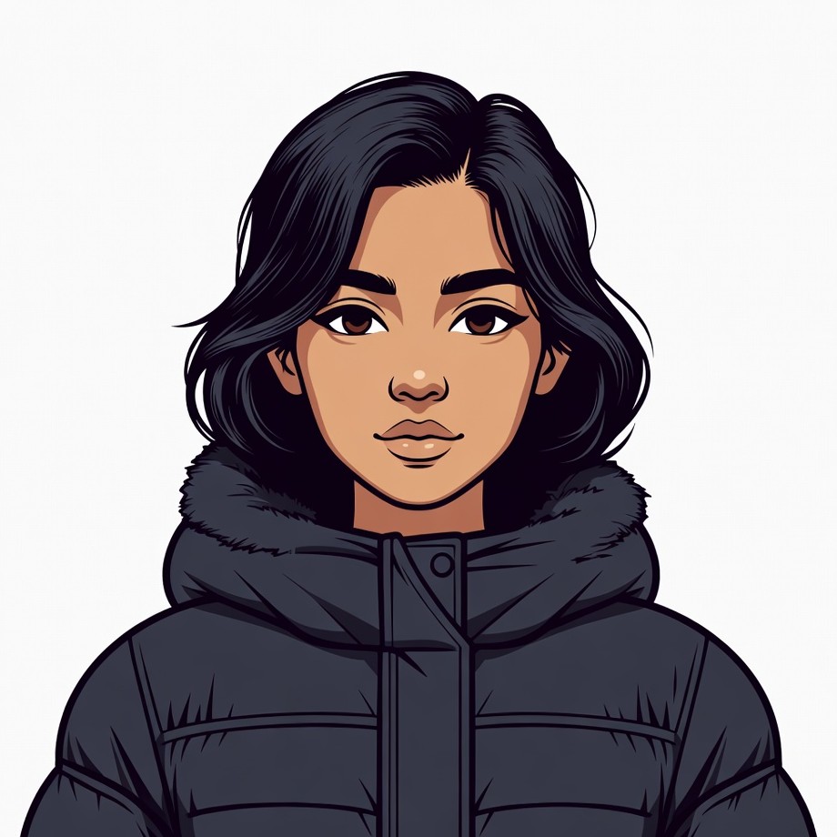 Asian woman in black puffer jacket Asian woman in black puffer jacket