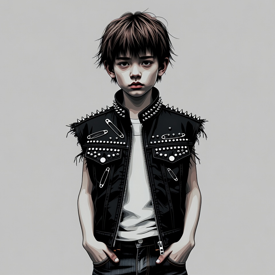 Boy in spiked leather vest Boy in spiked leather vest