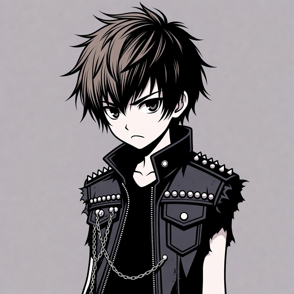 Anime boy in spiked vest Anime boy in spiked vest