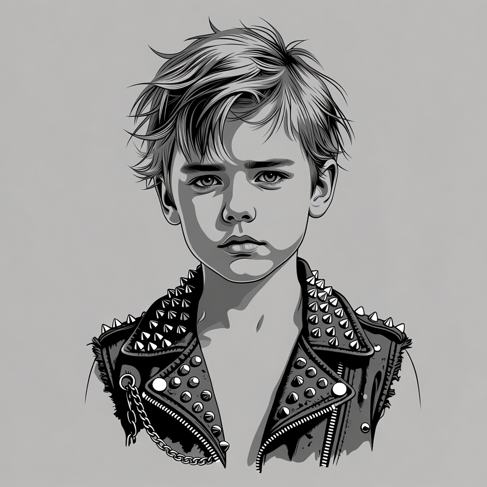 Boy in spiked leather vest Boy in spiked leather vest