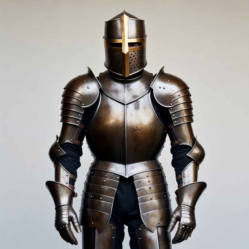 Knight in Gold Cross Helmet Armor Knight in Gold Cross Helmet Armor