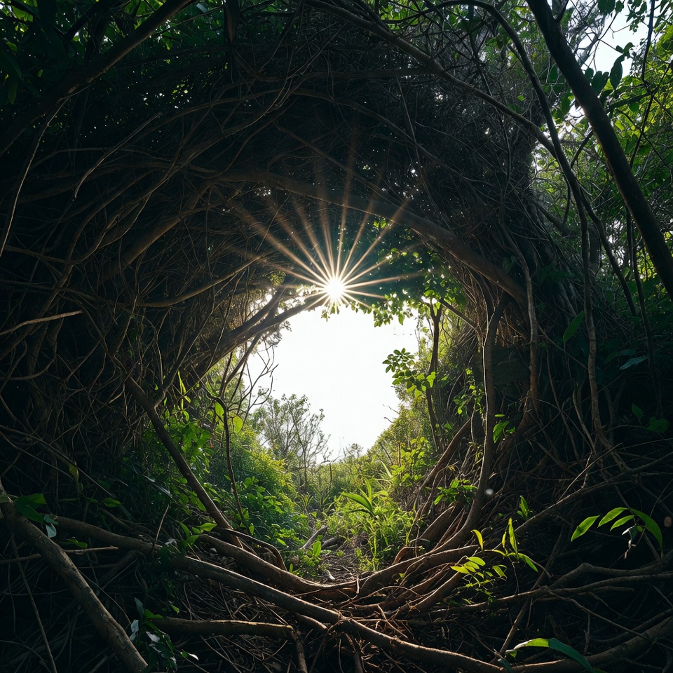 Sunlight Through Dense Green Vines Arch Sunlight Through Dense Green Vines Arch