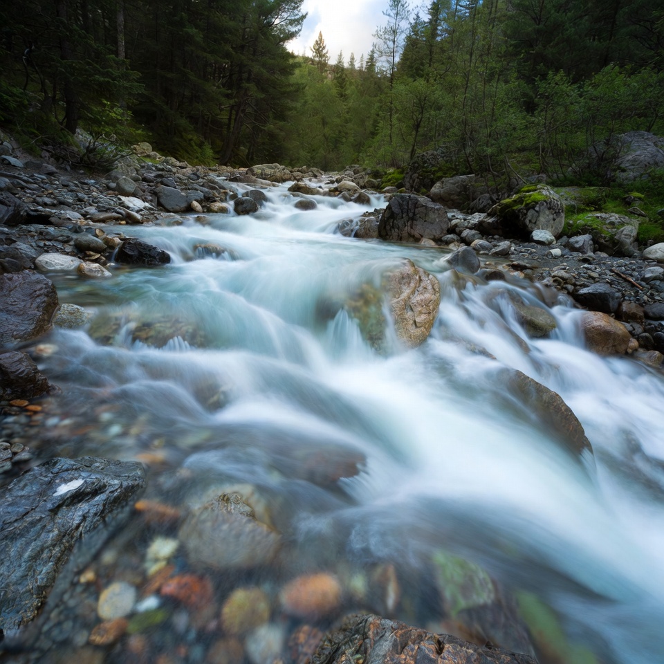 Mountain Stream Flowing Over Rocks Mountain Stream Flowing Over Rocks