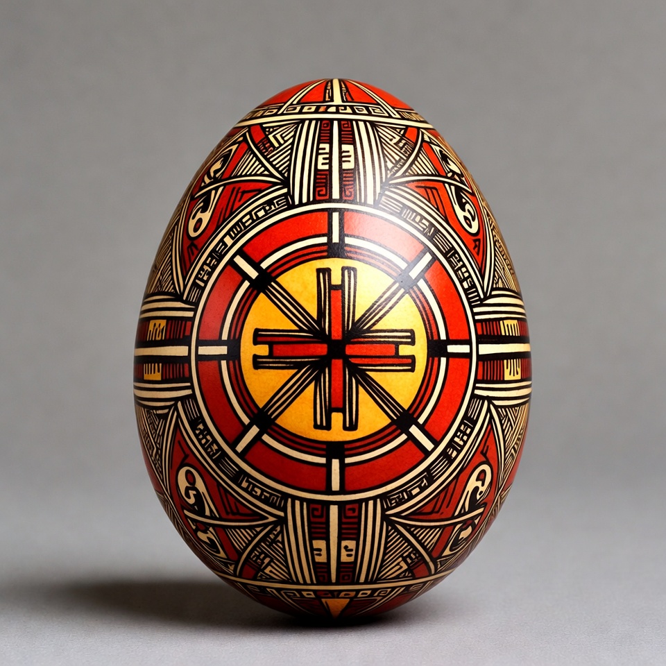 Ornate Red and Black Decorated Easter Egg Ornate Red and Black Decorated Easter Egg