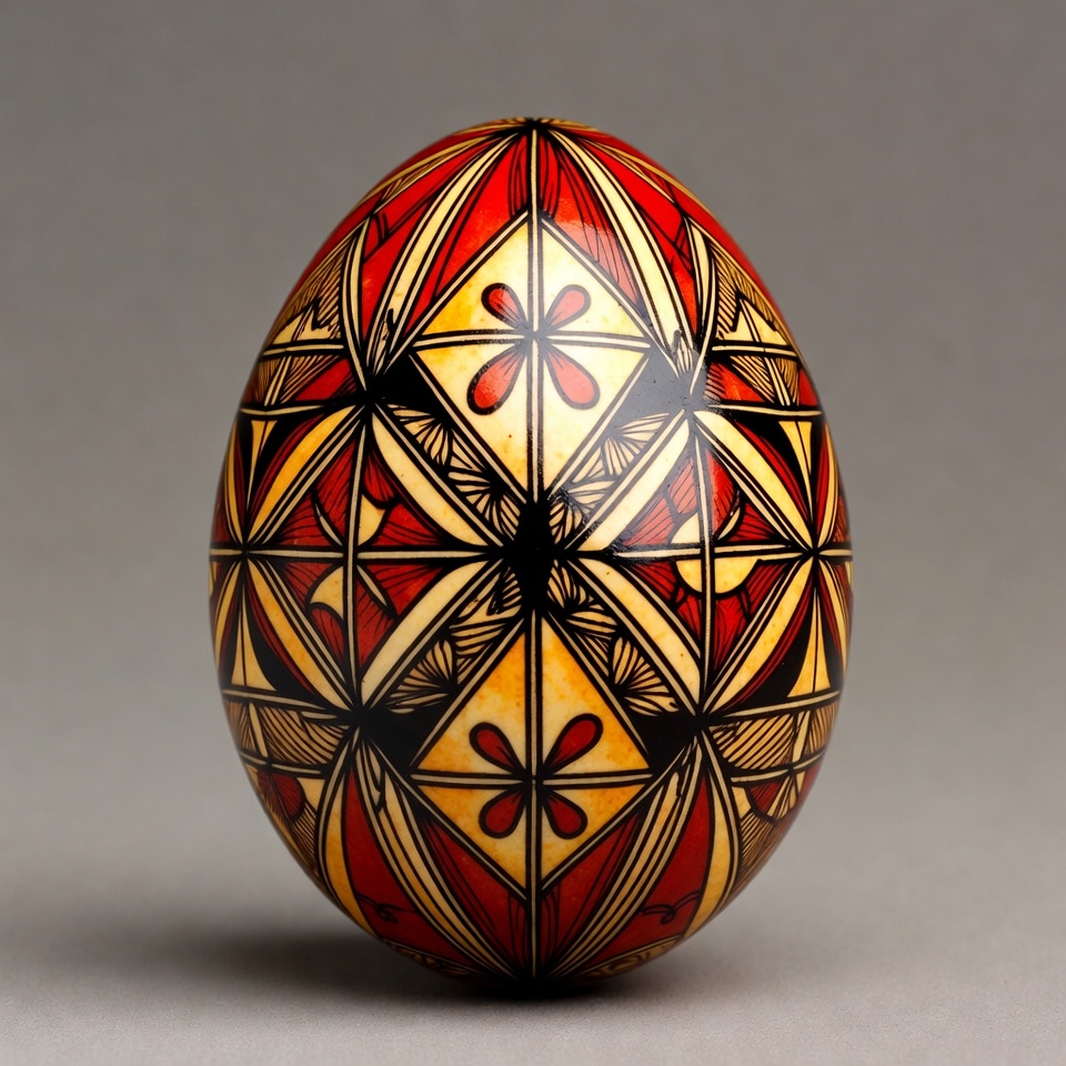 Red intricately painted Easter egg Red intricately painted Easter egg