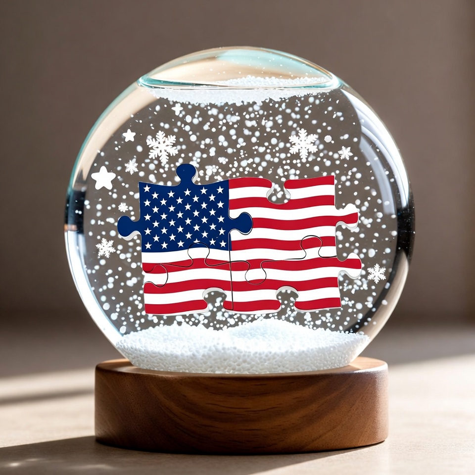 American Flag Puzzle Snow Globe American Flag Puzzle Snow Globe