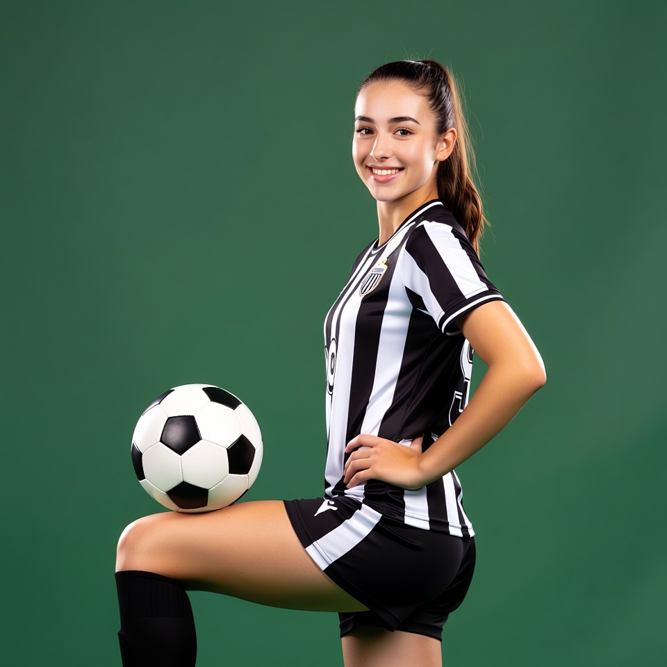 Girl in soccer jersey holding ball Girl in soccer jersey holding ball
