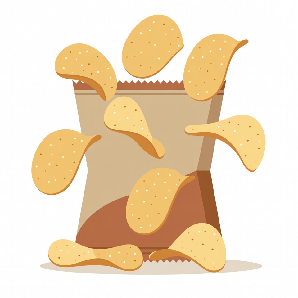 Chips spilling from open bag Chips spilling from open bag