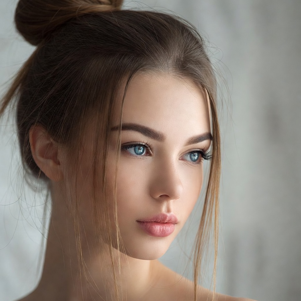 Woman with bun hairstyle Woman with bun hairstyle