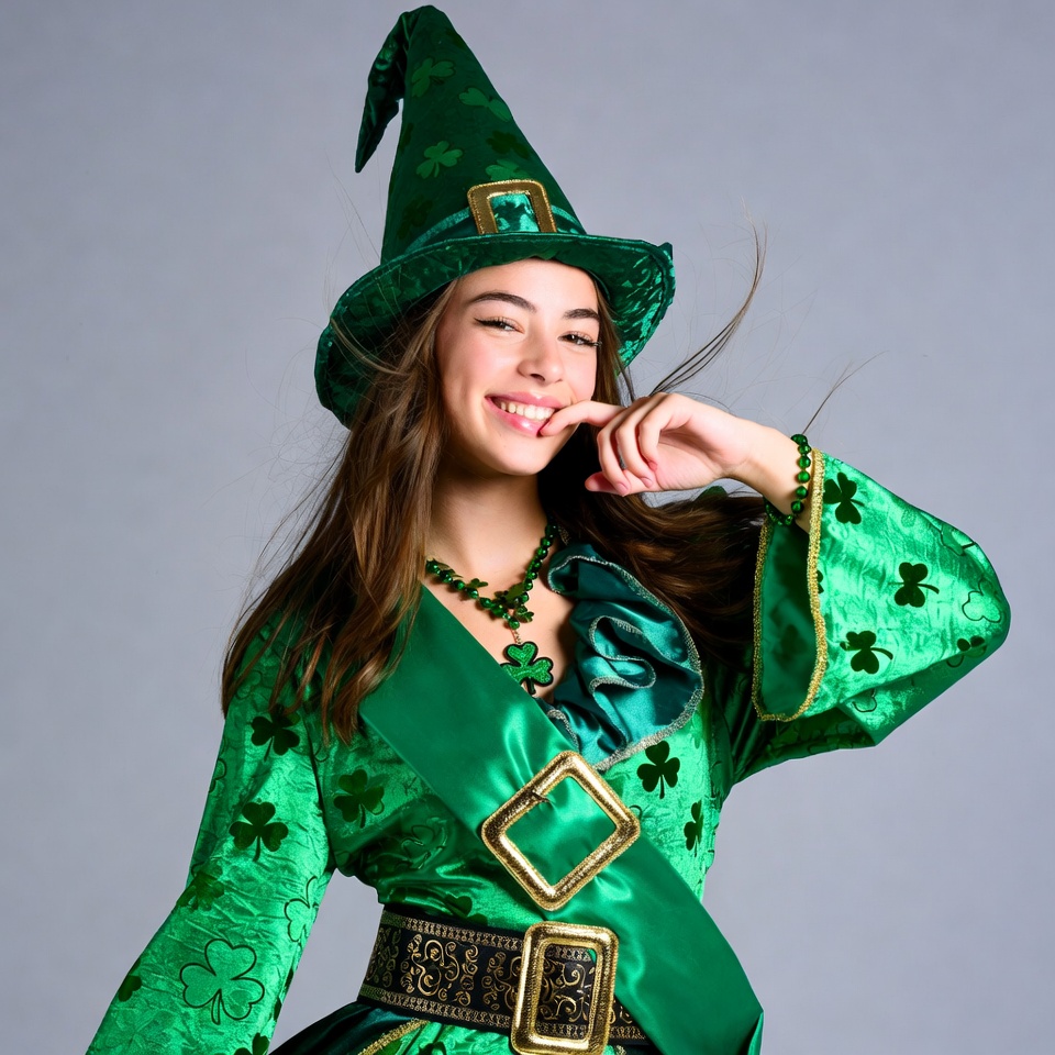 Girl in green leprechaun costume Girl in green leprechaun costume